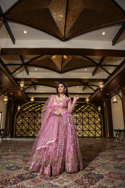 Embroidered Wedding Wear Light Pink Lehenga Choli