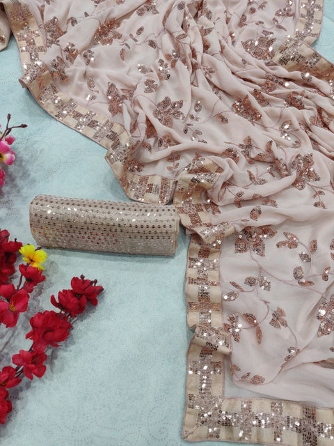 Beautiful Sequence embroidery work Saree
