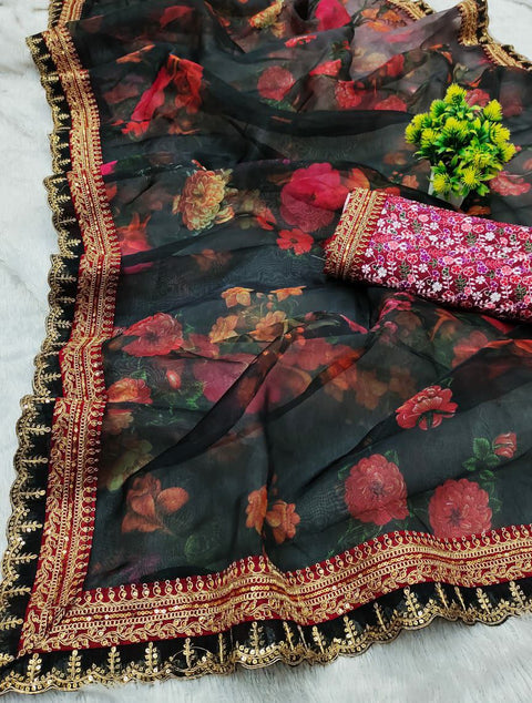 Beautiful Digital Floral Printed Saree